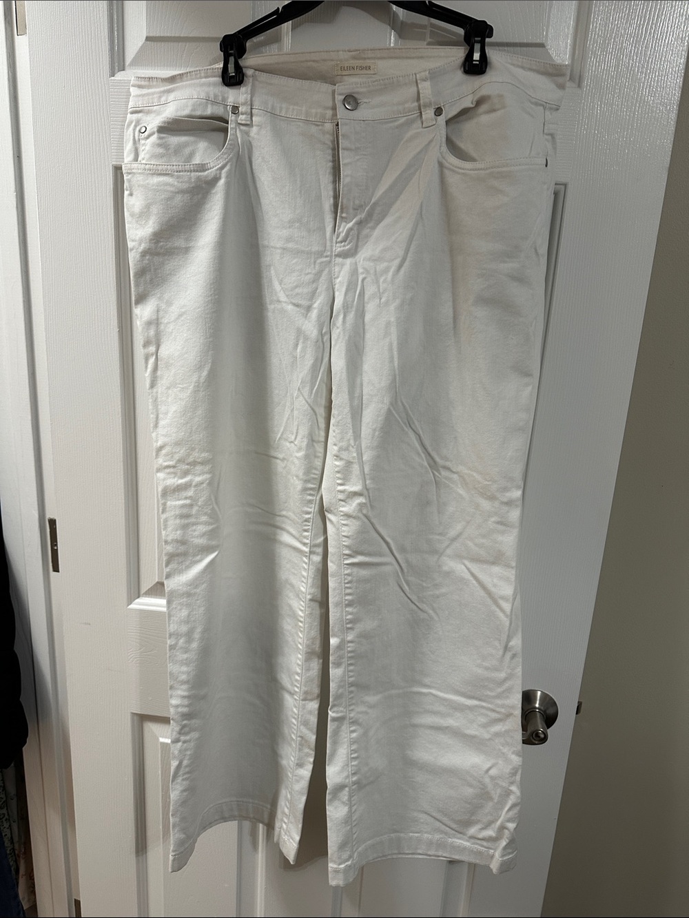 Eileen Fisher Cream Wide-Leg Jeans